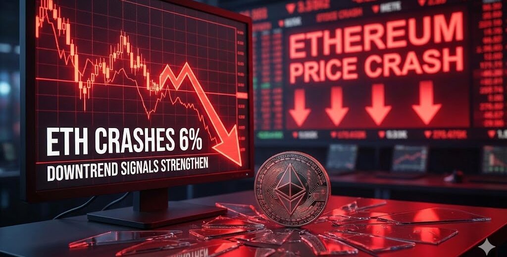 Cena Ethereum spada o 6%, sygnały spadkowej tendencji znacznie się nasilają