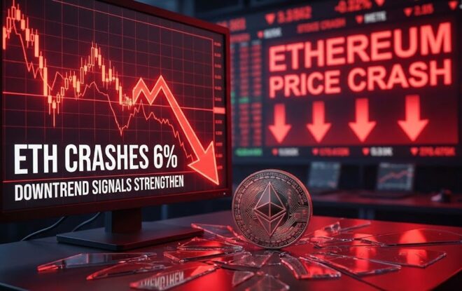 Cena Ethereum spada o 6%, sygnały spadkowej tendencji znacznie się nasilają