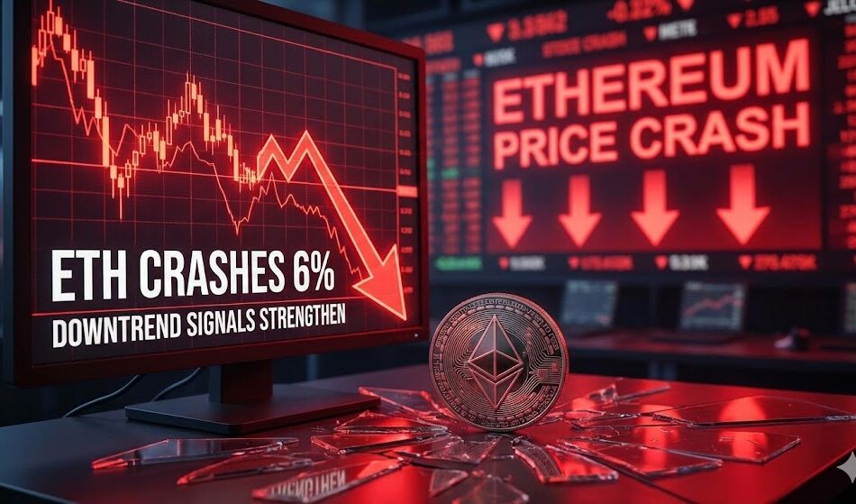 Cena Ethereum spada o 6%, sygnały spadkowej tendencji znacznie się nasilają